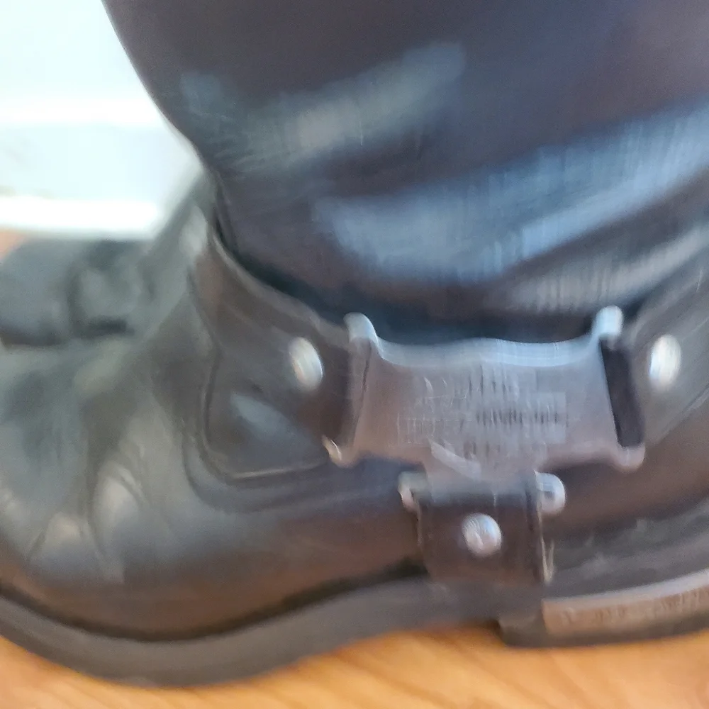 Harley Davidson D96149 Mens Black Leather Motorcycle Boots 10M - Picture 6 of 9